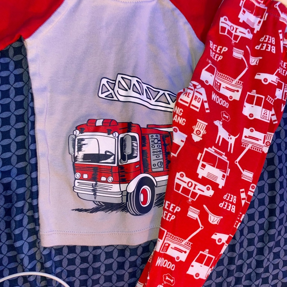 Carter's Red and Gray Fire Truck Pajama Set